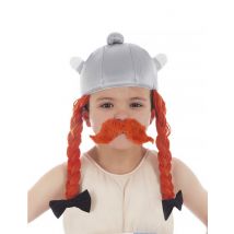 Obelix-Lizenzartikel Helm Kostümzubehör für Kinder grau-orange - Thema: Filmstars + Promis - Grau, Silber - Größe Einheitsgröße