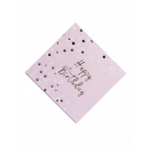 16 Papierservietten Happy Birthday Konfetti rosa gold 33 x 33 cm - Rosa, Pink - Größe Einheitsgröße