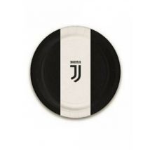 Juventus-Pappteller 8 Stück schwarz-weiss 18cm - Thema: Déco d'ambiance anniversaire - Grau, Weiss - Größe Einheitsgröße