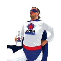 Superheld Captain Vodka für Herren hurmor weiss-blau-rot - Thema: Humor - Bunt - Größe Einheitsgröße