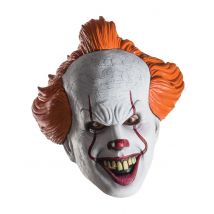 ES-Clown-Horrormaske für Erwachsene weiss-rot-orange - Thema: Filmstars + Promis - Größe Einheitsgröße