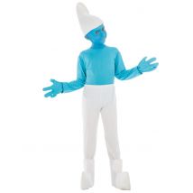 Schlumpf-Kostüm für Kinder Lizenz-Verkleidung blau-weiss - Thema: Filmstars + Promis - Blau - Größe 128 (7-8 Jahre)
