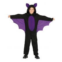 Kleine Fledermaus-Kostüm für Jungen Halloween schwarz-lila - Thema: Warme Kostüme - Schwarz - Größe 98/104 (3-4 Jahre)