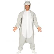 Lustiges Nilpferd Kostüm für Erwachsene Hippo grau-weiss - Thema: Tiere - Grau, Silber - Größe M (48-50)