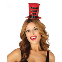 Zirkusdirektorin Miniatur-Zylinder Accessoire für Damen rot-schwarz - Thema: Clowns + Zirkus - Rot - Größe Einheitsgröße