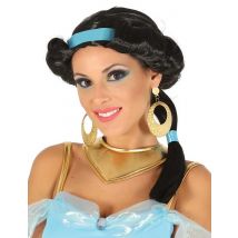 Orientalische Prinzessinnen-Perücke für Damen - Thema: Märchen + Trickfilm - Schwarz - Größe Einheitsgröße