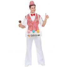 Lustiges Eisverkäufer-Kostüm für Erwachsene bunt - Thema: Filmstars + Promis - Grau, Weiss - Größe M / L