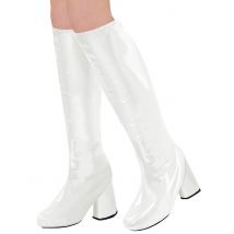 70s-Stiefelstulpen Kostüm-Accessoire für Karneval weiß - Thema: 60er / 70er Jahre - Grau, Weiss - Größe Einheitsgröße