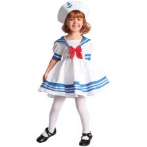 Niedliches Matrosen-Kostüm für Mädchen blau-weiss-rot - Thema: Berufe + Uniformen - Bunt - Größe 110/116 (4-6 Jahre)