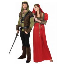 Prinzessin und Bogenschütze Partnerkostüm für Fasching bunt - Thema: Mittelalter - Multicolore - Größe Einheitsgröße