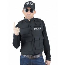 Polizei Weste Kostümzubehör für Erwachsene schwarz-weiss - Thema: Berufe + Uniformen - Schwarz - Größe Einheitsgröße