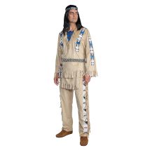 Winnetou-Indianer-Kostüm für Herren Faschings-Verkleidung beige-blau - Thema: Cowboy + Indianer - Multicolore - Größe M