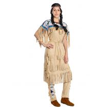Nscho-Tschi-Kostüm Damenkostüm Winnetou für Fasching Indianerin braun-blau - Thema: Indianer - Multicolore - Größe L