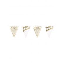 Schöne Happy Birthday-Girlande für Geburtstage gold-weiß 6 m - Thema: Deluxe - Gold - Größe Einheitsgröße