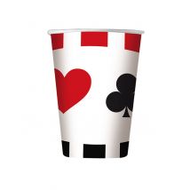 8 Pappbecher Big Poker 200 ml Casino-Motto - Thema: Destockage IT - Schwarz - Größe Einheitsgröße