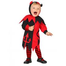 Teuflisches Baby-Kostüm für Halloween schwarz-rot - Thema: Horror + Zauberei - Bunt - Größe 68/80 (6-12 Monate)