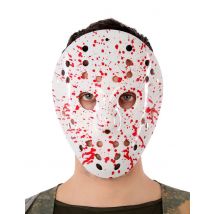 Blutüberströmte Hockey-Maske für Halloween weiss-rot - Thema: Horror + Zauberei - Weiß - Größe Einheitsgröße