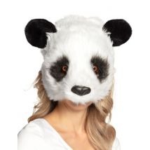 Kuschelige Panda-Maske für Erwachsene schwarz-weiss - Thema: Tiere - Weiß - Größe Einheitsgröße