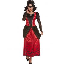 Blutrünstige Vampirin-Damenkostüm für Halloween schwarz-rot - Thema: Horror + Zauberei - Rot - Größe M