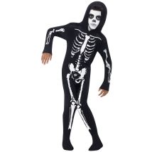 Skelett-Kostüm Untoter Halloween-Verkleidung für Jungen schwarz-weiss - Thema: Horror + Zauberei - Schwarz - Größe 116/128 (4-6 Jahre)