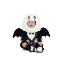 Geist-Kostüm für Babys schwarz-weiss Halloween - Thema: Horror + Zauberei - Größe 74/80 (7-12 Monate)