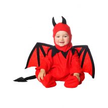 Teuflisches Baby-Kostüm für Halloween Dämon rot-schwarz - Thema: Teufel - Rot - Größe 80/92 (1-2 Jahre)