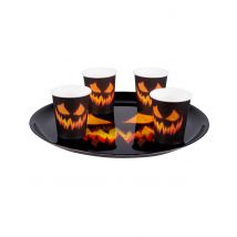 Tablett Halloween-Kürbis Partyzubehör schwarz-orange 34,5 cm - Thema: Kürbisse und Spinnen - Schwarz - Größe Einheitsgröße