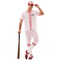 Baseball-Spieler Herrenkostüm für Fasching Sportler weiss-rot - Thema: Fanartikel - Grau, Weiss - Größe M / L