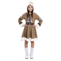 Kuscheliges Eskimo-Mädchenkostüm Karnevals-Verkleidung braun - Thema: Länder + Kulturen - Braun - Größe 122/134 (7-9 Jahre)