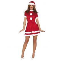 Sexy Weihnachtsfrau Damenkostüm für Festlichkeiten rot-weiss - Thema: Weihnachten - Rot - Größe M (38-40)