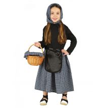 Magd-Kostüm für Mädchen dunkelblau-schwarz - Thema: Märchen + Trickfilm - Größe 123/134 (7-9 Jahre)