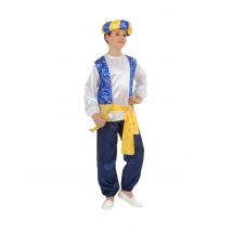 Arabisches-Prinzenkostüm für Jungen Faschings-Verkleidung blau-weiss-gold - Thema: Länder + Kulturen - Multicolore - Größe 128 (5-7 Jahre)