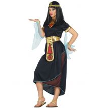 Ägyptische-Prinzessin antikes-Damenkostüm für Karneval schwarz-gold - Thema: Antike - Schwarz - Größe L (42-44)