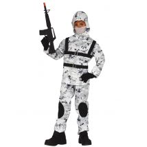 Arktisches Soldatenkostüm für Kinder Karnevals-Verkleidung grau-weiss-schwarz - Thema: Berufe + Uniformen - Größe 123/134 (7-9 Jahre)