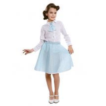 50er-Jahre-Kostüm für Mädchen Pin-Up-Verkleidung hellblau-weiss - Thema: 50er Jahre - Blau - Größe 98/104 (3-4 Jahre)