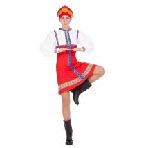 Russische Tänzerin-Damenkostüm für Fasching rot-blau-weiss - Thema: Länder + Kulturen - Multicolore - Größe M / L