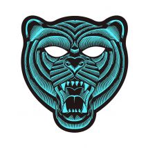 LED-Tigermaske für Fasching oder Festivals türkisfarben-schwarz - Thema: Tiere - Blau - Größe Einheitsgröße