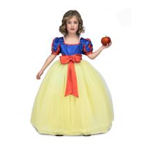 Märchen-Prinzessin Kinderkostüm für Mädchen Faschings-Verkleidung blau-gelb-rot - Thema: Märchen + Trickfilm - Blau - Größe 110/122 (5-6 Jahre)