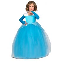 Prinzessinnen-Kostüm für Kinder Ballkleid blau - Thema: Märchen + Trickfilm - Blau - Größe 122/134 (7-9 Jahre)