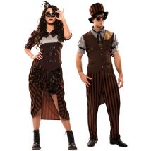 Viktorianisches-Partnerkostüm Steampunk-Verkleidung für Erwachsene braun-schwarz - Thema: Steampunk - Braun - Größe Einheitsgröße
