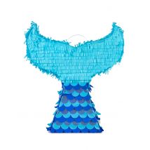 Meerjungfrauenflossen-Piñata 40 x 45 x 9 cm blau irisierend - Thema: Fabelwesen - Blau - Größe Einheitsgröße
