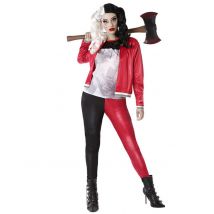 Harlekin-Assassinin Damenkostüm kostüm für Halloween schwarz-rot - Thema: Filmstars + Promis - Schwarz - Größe XS / S