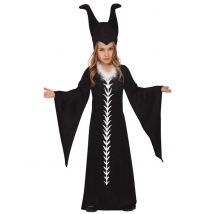 Dunkle Fee-Mädchenkostüm für Halloween schwarz-weiss - Thema: Filmstars + Promis - Schwarz - Größe 110/116 (5-6 Jahre)