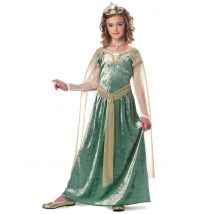 Königliches Mädchenkostüm Prinzessin für Kinder grün-goldfarben - Thema: Mittelalter - Grün - Größe 152 (10-12 Jahre)