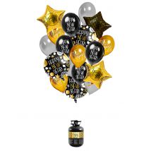 Silvester Folienballon-Set 18-teilig Happy New Year gold-scharz-weiss - Multicolore - Größe Einheitsgröße