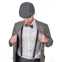 20er-Jahre Kostüm-Set für Herren 4-teilig Twenties grau-goldfarben - Thema: 20er / 30er Jahre - Grau, Silber - Größe Einheitsgröße