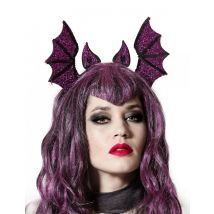 Fledermaus-Kopfbedeckung für Halloween Haarreif schwarz-lila - Thema: Horror + Zauberei - Schwarz - Größe Einheitsgröße