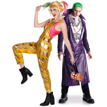 Harley Quinn und Joker-Paarkostüm für Erwachsene Halloween bunt - Thema: Horror + Zauberei - Multicolore - Größe Einheitsgröße