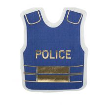 16 Polizei-Papierservietten in Marineblau und Gold, 32 x 26 cm - Thema: Berufe + Uniformen - Blau - Größe Einheitsgröße
