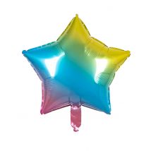 Stern-Aluminium-Ballon Regenbogenfarben 45 cm bunt - Thema: Aufblasbar - Multicolore - Größe Einheitsgröße
